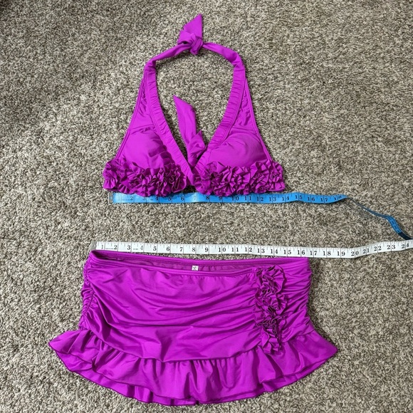 Kenneth Cole New York Fuschia Purple Ruffle Bikini Set - Picture 11 of 11